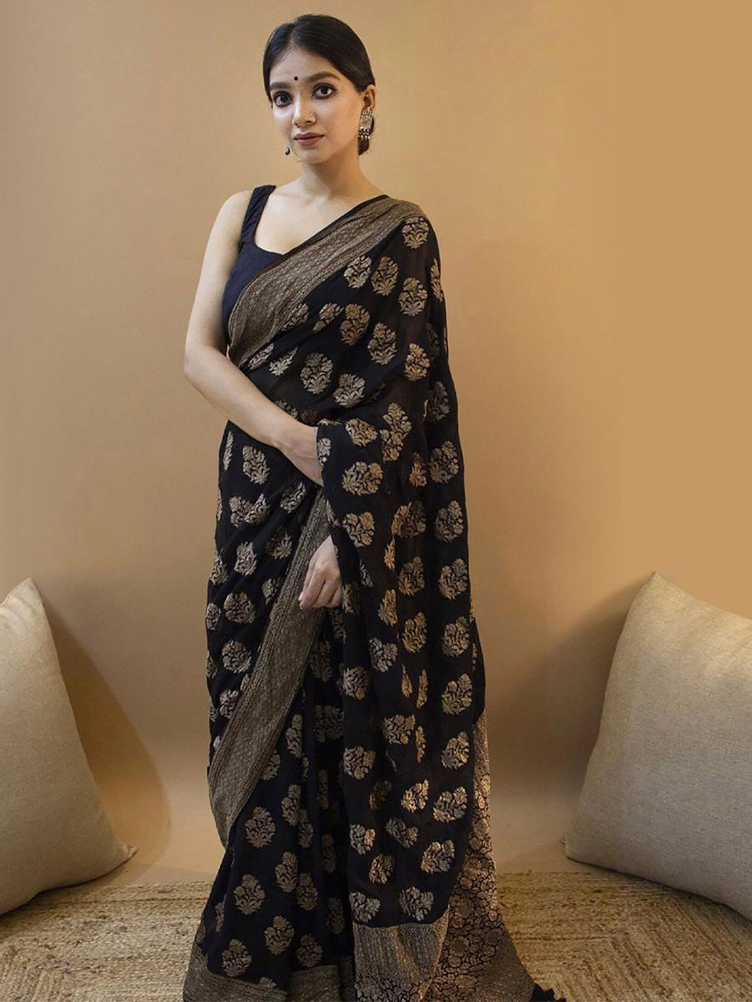 Kalini Ethnic Motifs Woven Design Silk Cotton Banarasi Saree - Distacart