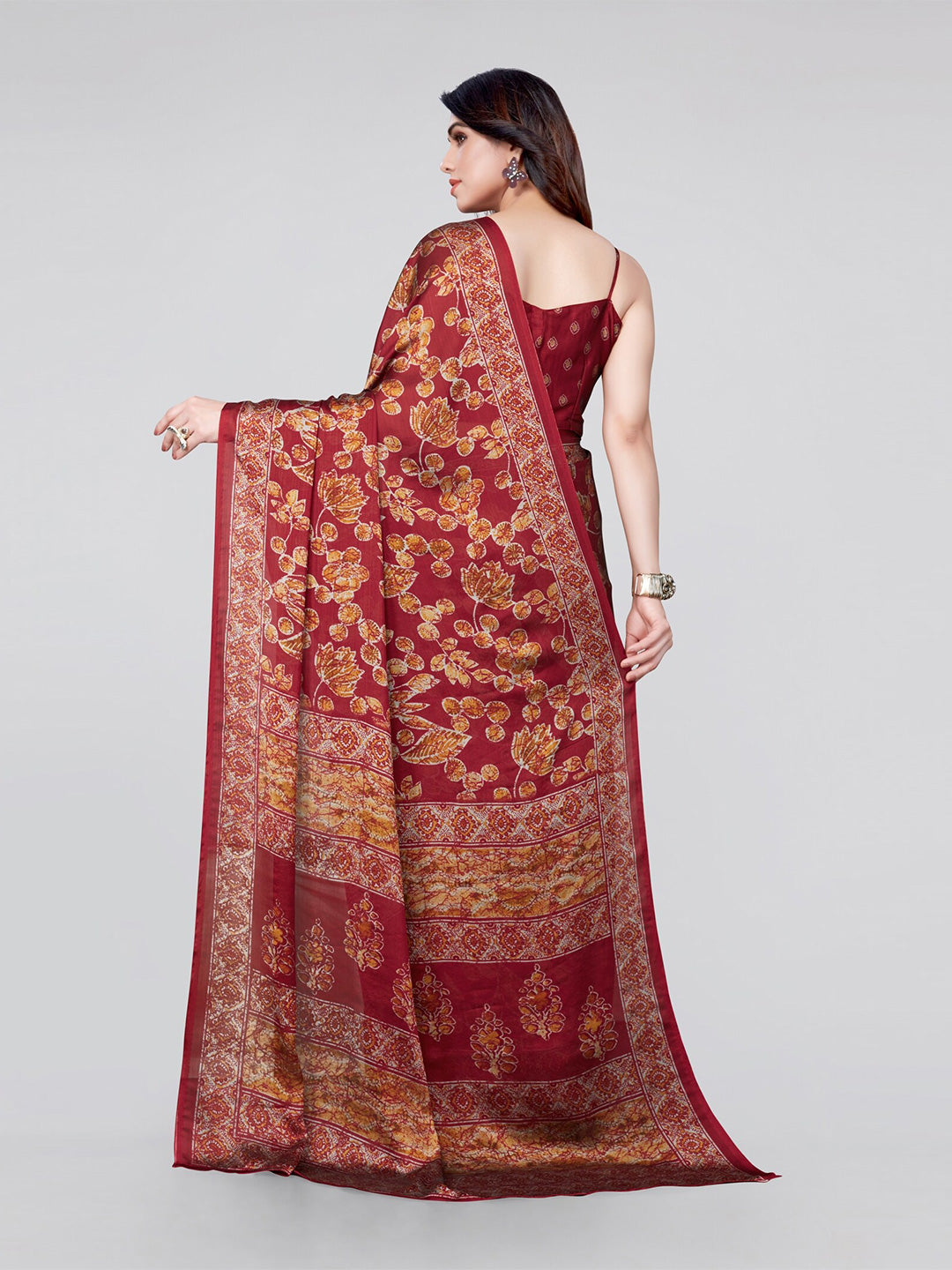 Kalini Women Red & Yellow Floral Saree - Distacart