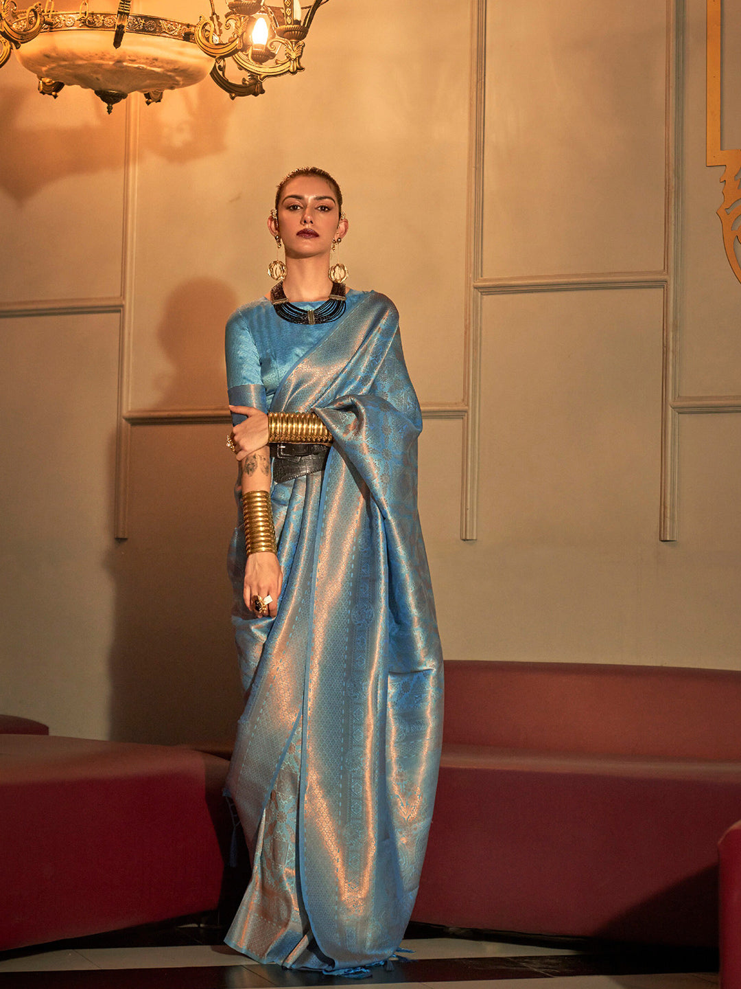 Mitera Floral Woven Design Zari Pure Silk Saree - Distacart