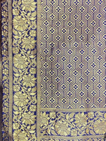 Thumbnail for Kalini Navy Blue & Gold-Toned Woven Design Zari Silk Blend Fusion Banarasi Saree - Distacart