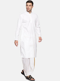 Thumbnail for Sethukrishna Men White Pure Cotton Kurta with Pyjamas - Distacart