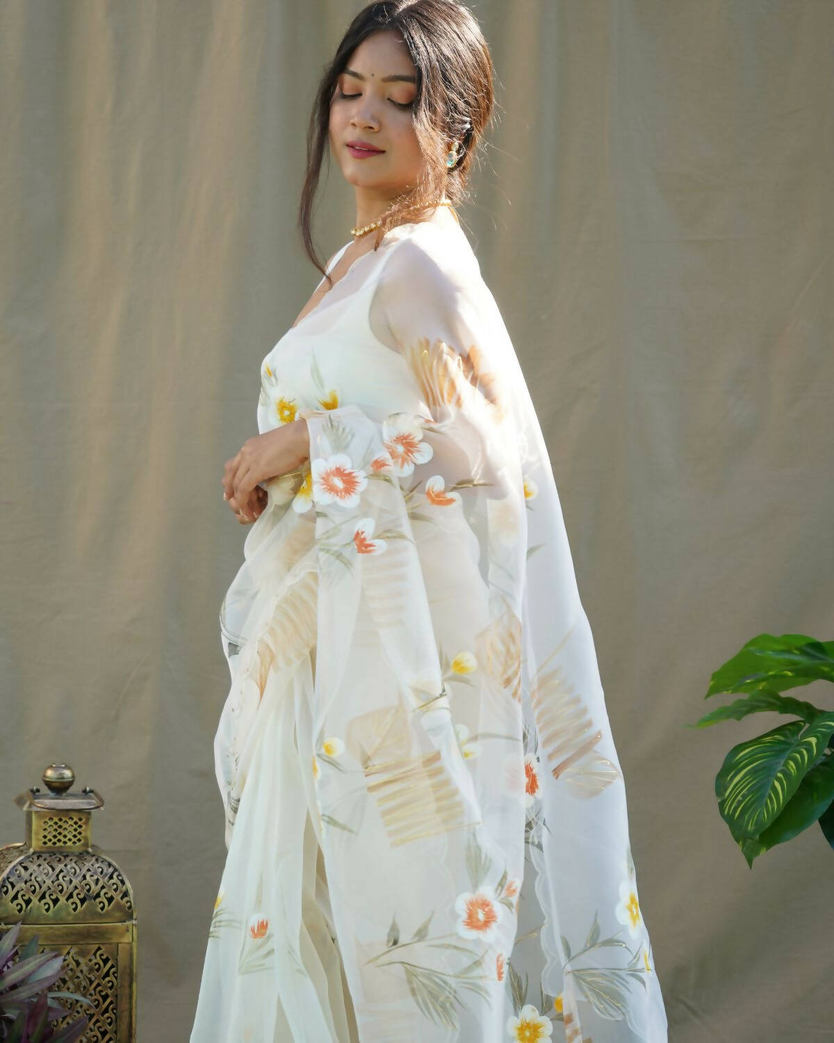 Vamsee Yellow Organza Saree - Distacart