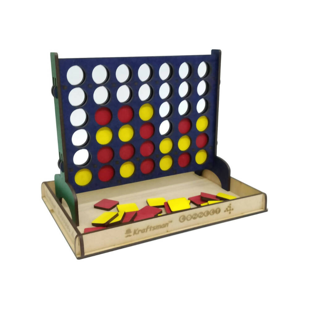 Kraftsman Get-4 In A Row Or Get-In-Line Wooden Game Of Strategy Game - Distacart