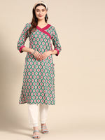 Thumbnail for Sangria Women Ethnic Motifs Printed Angrakha Kurta - Distacart
