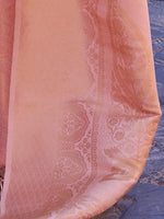 Thumbnail for Mitera Peach-Coloured & Gold-Toned Ethnic Motifs Zari Silk Blend Banarasi Saree - Distacart