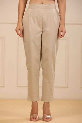 Juniper Women's Beige Cotton Spendex Solid Straight Pant - Distacart