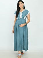 Thumbnail for Kalini Women Maternity Thread Work Anarkali Kurta - Distacart
