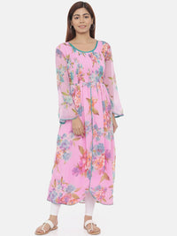 Thumbnail for Souchii Pink Printed Fit and Flare Dress - Distacart