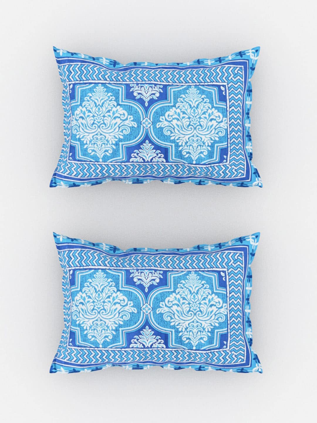 Urban Magic Blue Printed Cotton 104 TC King Bedsheet with 2 Pillow Covers - Distacart