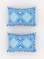 Thumbnail for Urban Magic Blue Printed Cotton 104 TC King Bedsheet with 2 Pillow Covers - Distacart