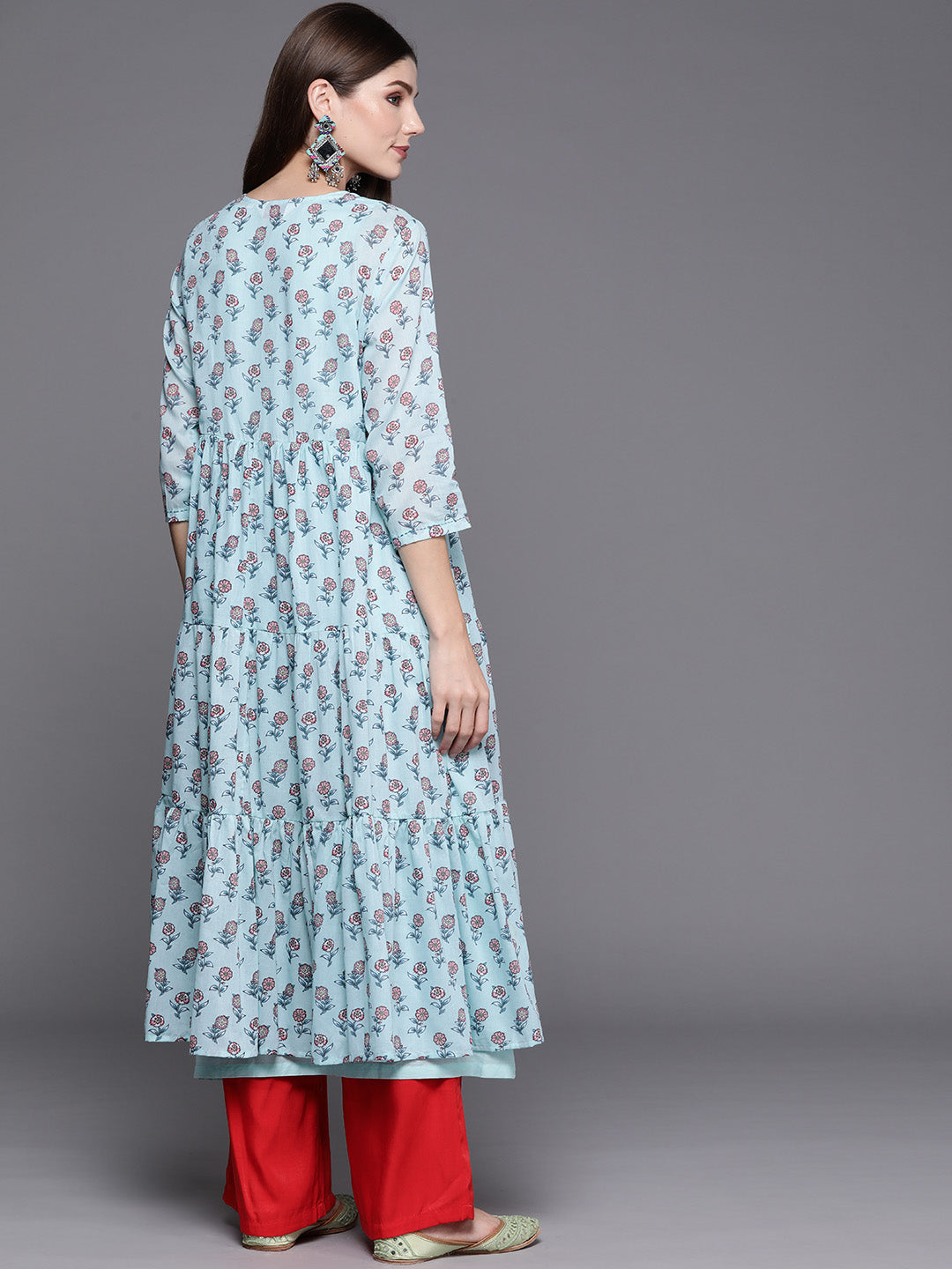 Biba Women Turquoise Blue Floral Printed Kurta - Distacart