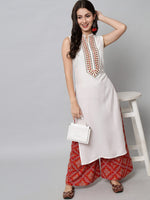 Thumbnail for Kalini Women White Embroidered Thread Work Kurta - Distacart