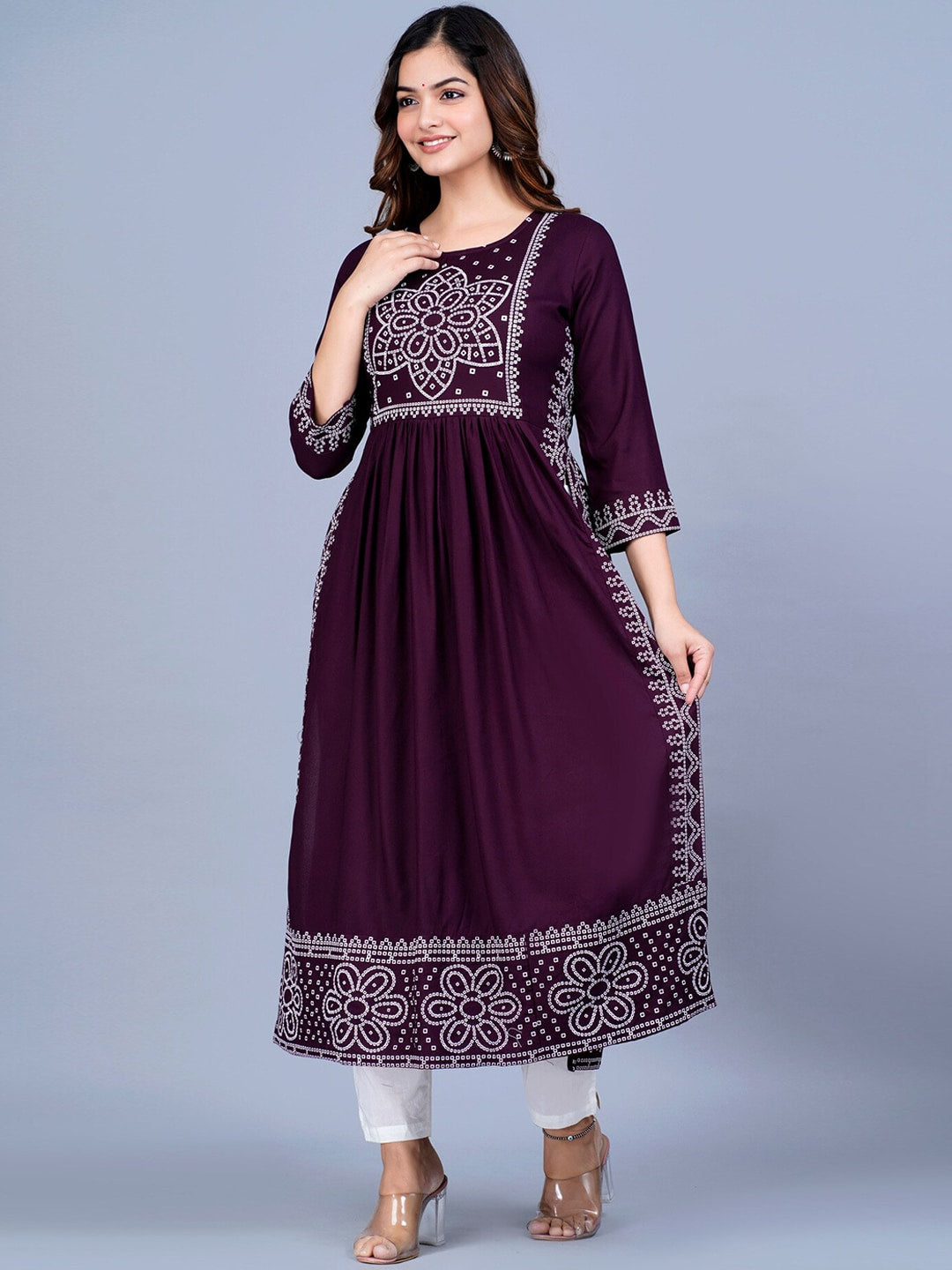 Kalini Women Bandhani Printed Floral Side Slit Kurta - Distacart