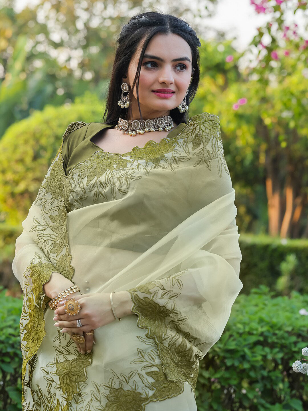 Tikhi Imli Embroidered Organza Saree - Distacart