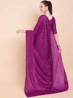 Thumbnail for Sangria Sequinned Pure Georgette Party Saree - Distacart