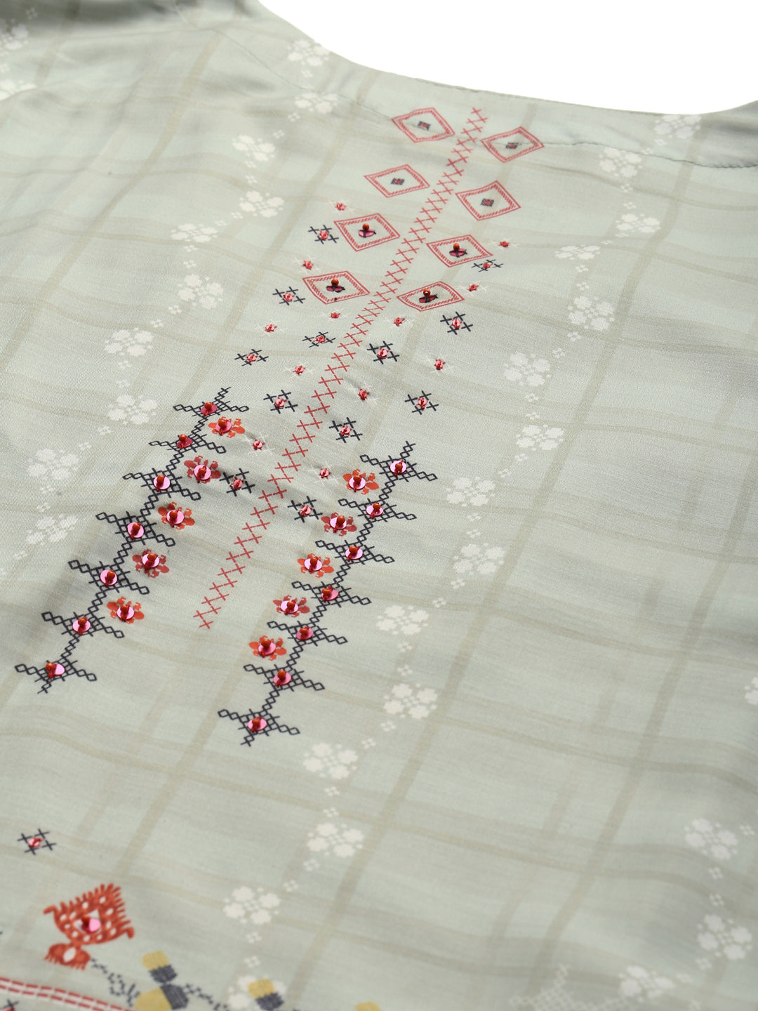 Biba Women Sea Green & Orange Printed Kaftan Kurta - Distacart