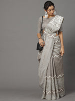 Thumbnail for Mitera Grey & Off White Art Silk Bhagalpuri Saree - Distacart