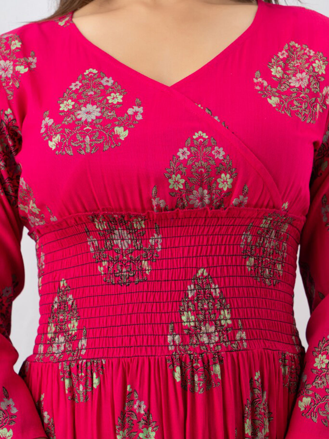 Kalini Women Pink Floral Printed Flared Sleeves Gotta Patti Floral Anarkali Kurta - Distacart
