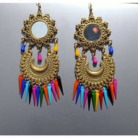 Thumbnail for Beautiful Latest Gold Color Chandbali Afghani Earrings With Multicolor Pearls