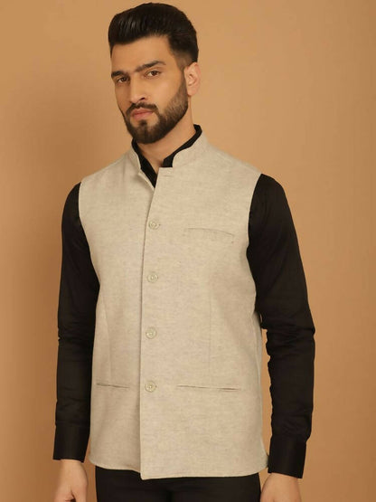 Even Apparels Pure Wool Nehru Jacket - Off White - Distacart