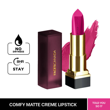 Faces Canada Comfy Matte Creme Lipstick - Told You So 17 - Distacart
