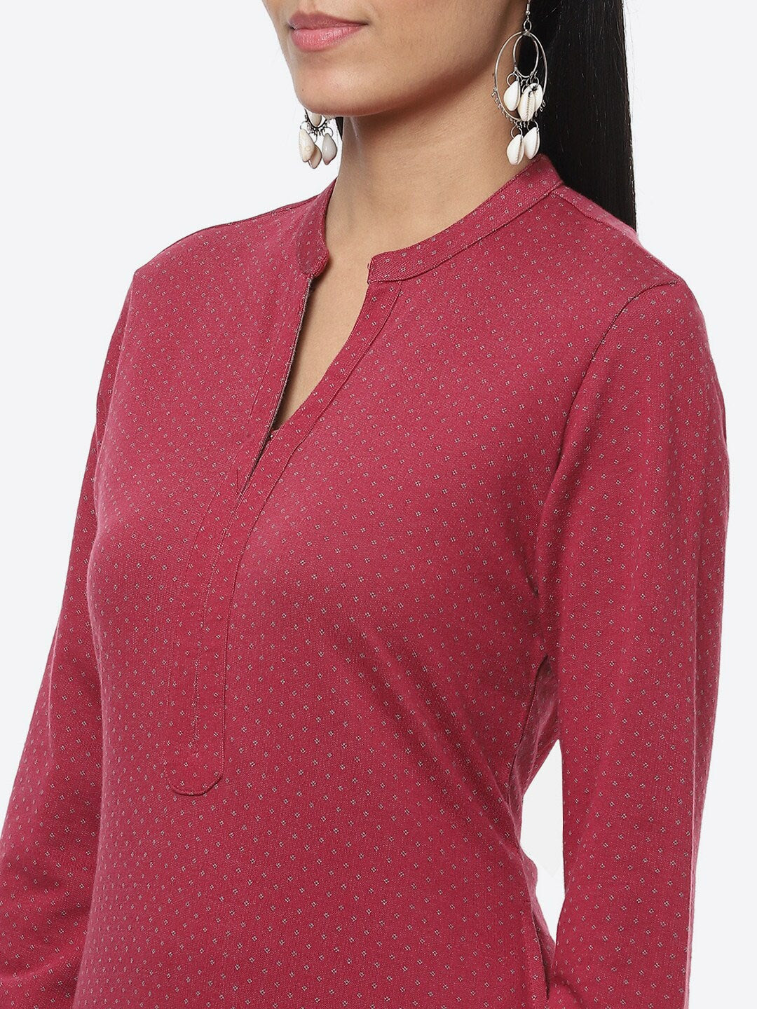 Biba Printed Band Neck Straight Cotton Kurta - Distacart