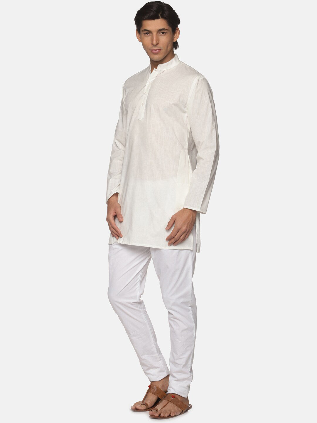 Sethukrishna Men Cream-Coloured Pure Cotton Kurta with Pyjamas - Distacart
