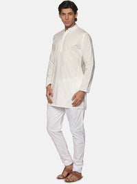 Thumbnail for Sethukrishna Men Cream-Coloured Pure Cotton Kurta with Pyjamas - Distacart