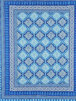 Thumbnail for Urban Magic Blue Printed Cotton 104 TC King Bedsheet with 2 Pillow Covers - Distacart