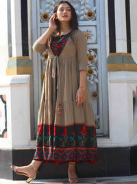 Thumbnail for Kalini Women Gunmetal-Toned Floral Thread Work Kurta - Distacart
