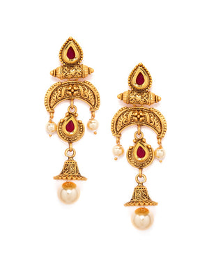 Rubans Women Gold-Plated & White Pearl-Embellished Jewellery Set - Distacart