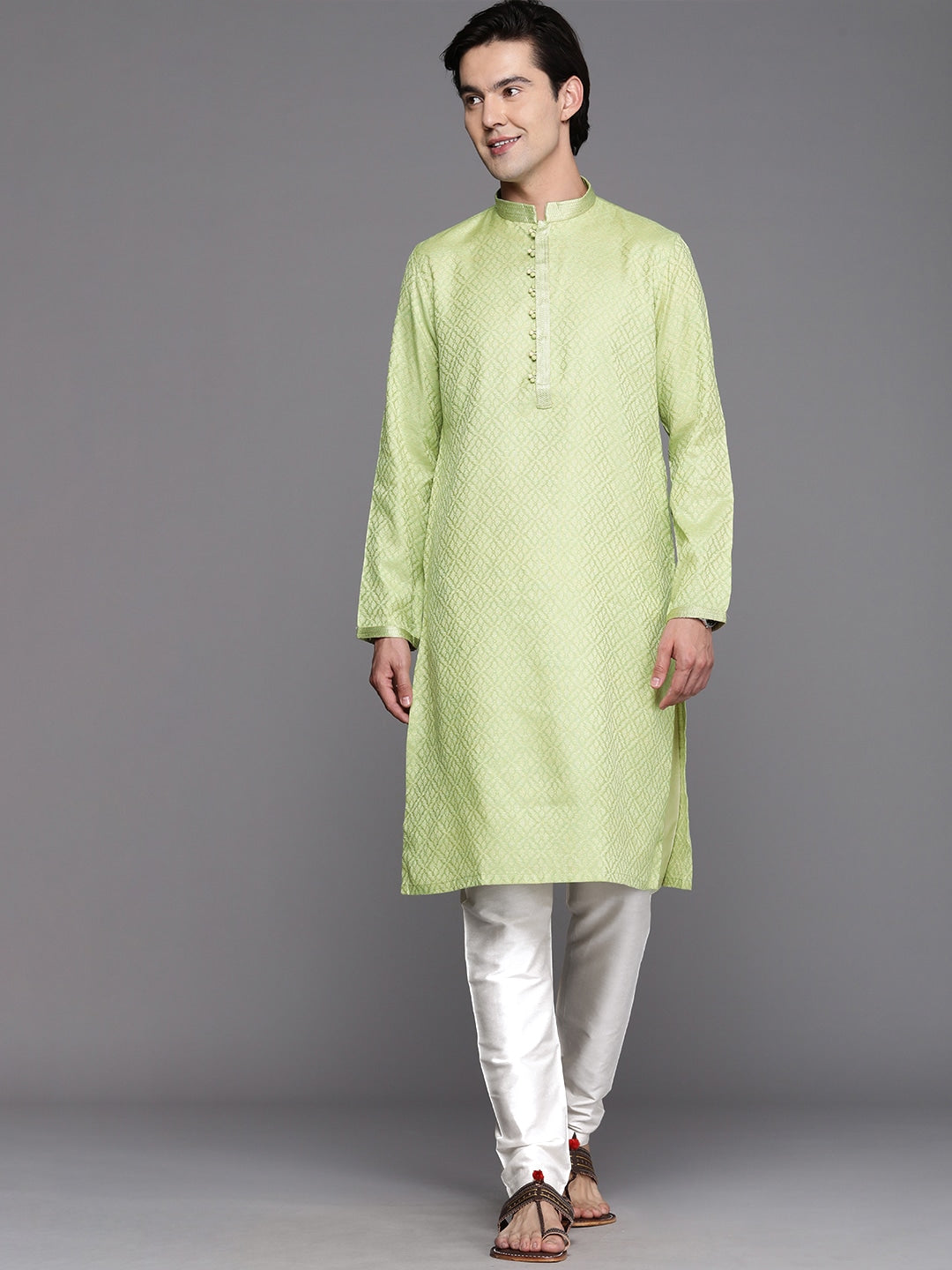 Manyavar Men Green Kurta with Churidar - Distacart