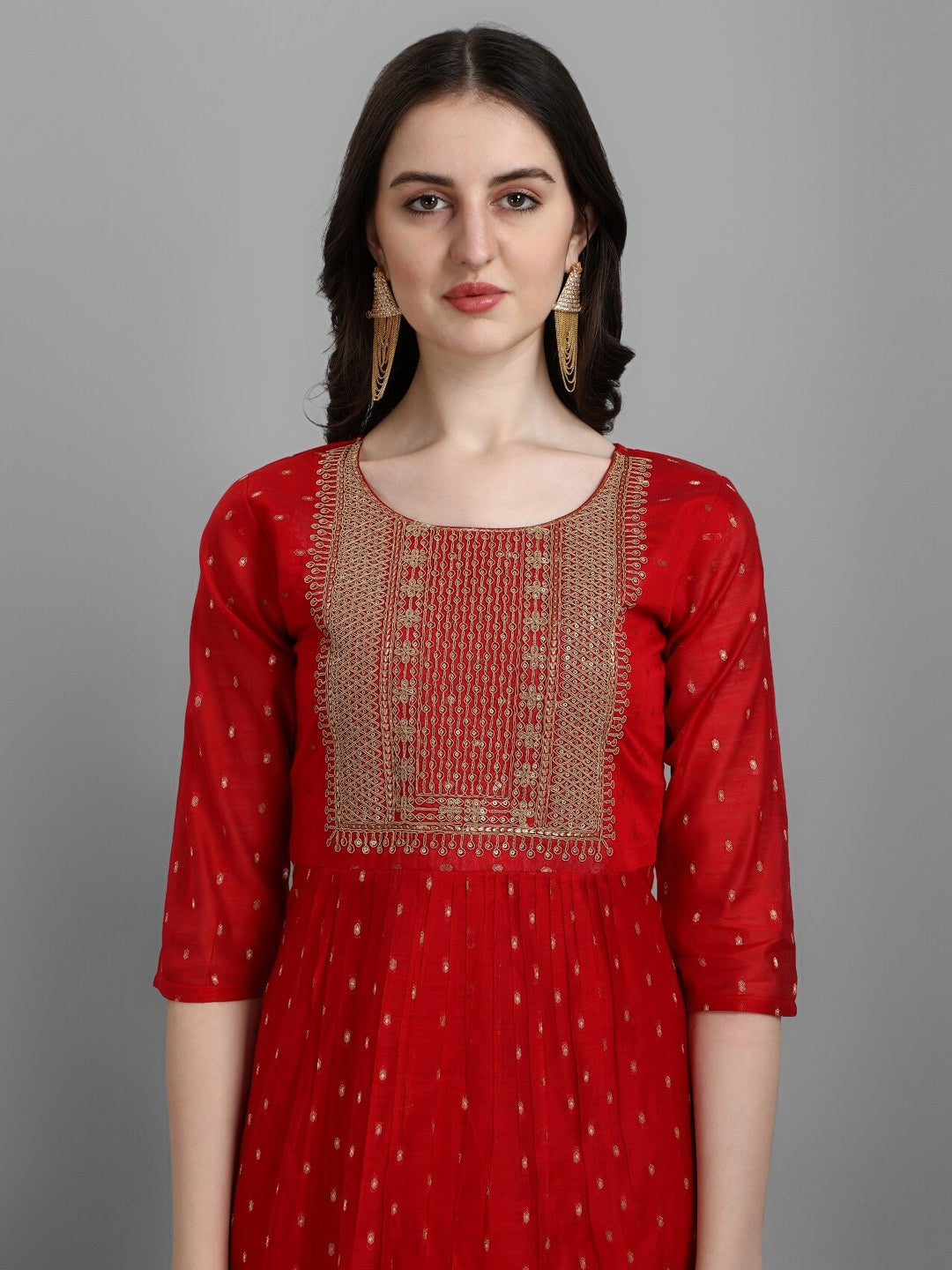 Kalini Ethnic Motifs Yoke Design Regular Thread Work Kurta with Leggings & With Dupatta - Distacart