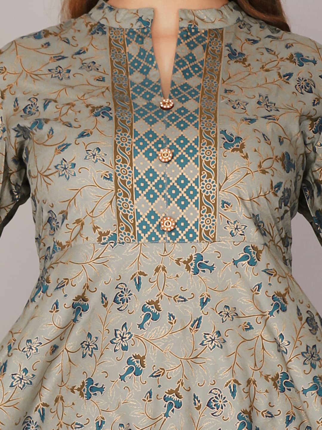 Kalini Women Grey Ethnic Motifs Printed Anarkali Kurta - Distacart