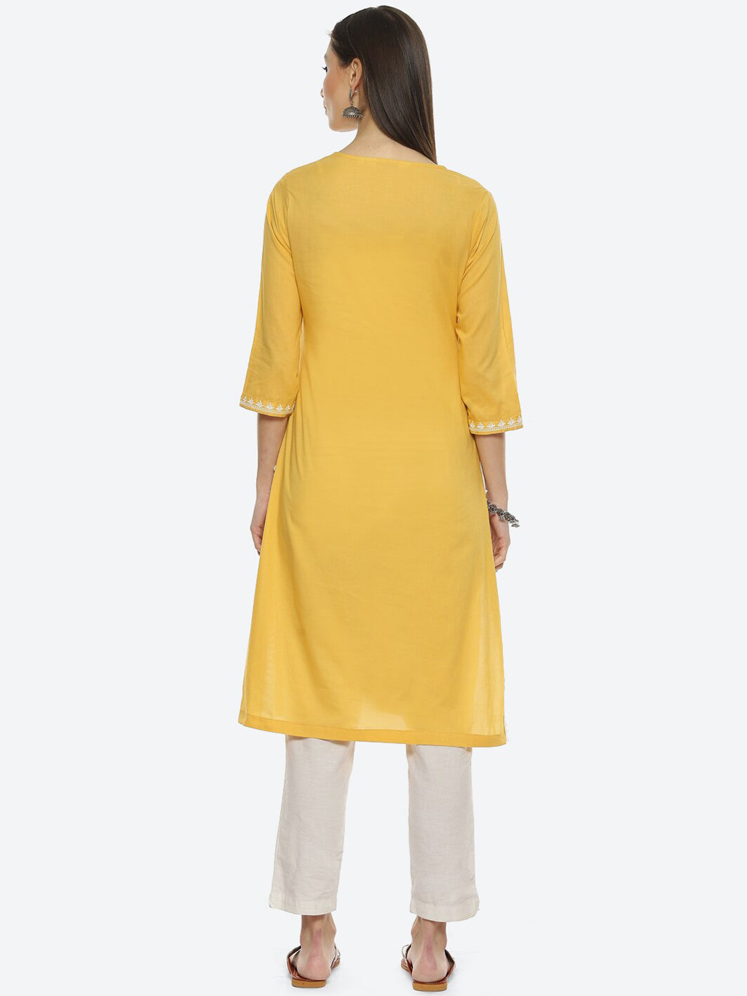 Biba Women Ethnic Motifs Embroidered Cotton Kurta - Distacart