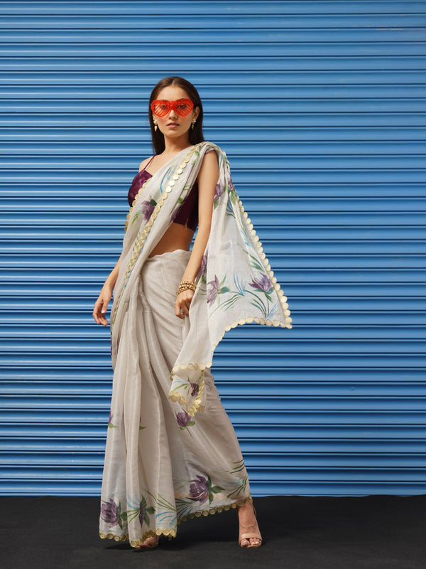 Tikhi Imli Floral Printed Poly Chiffon Saree - Distacart