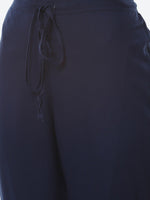Thumbnail for Biba Women Navy Blue Printed Kurta with Trousers - Distacart