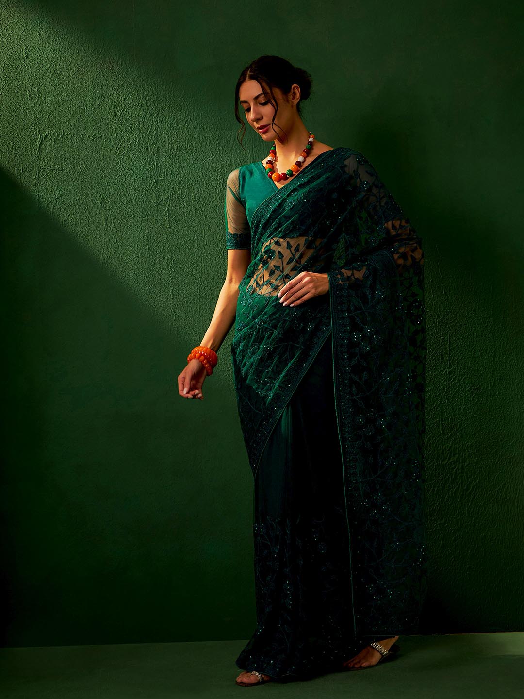 Sangria Embroidered Sarees - Distacart
