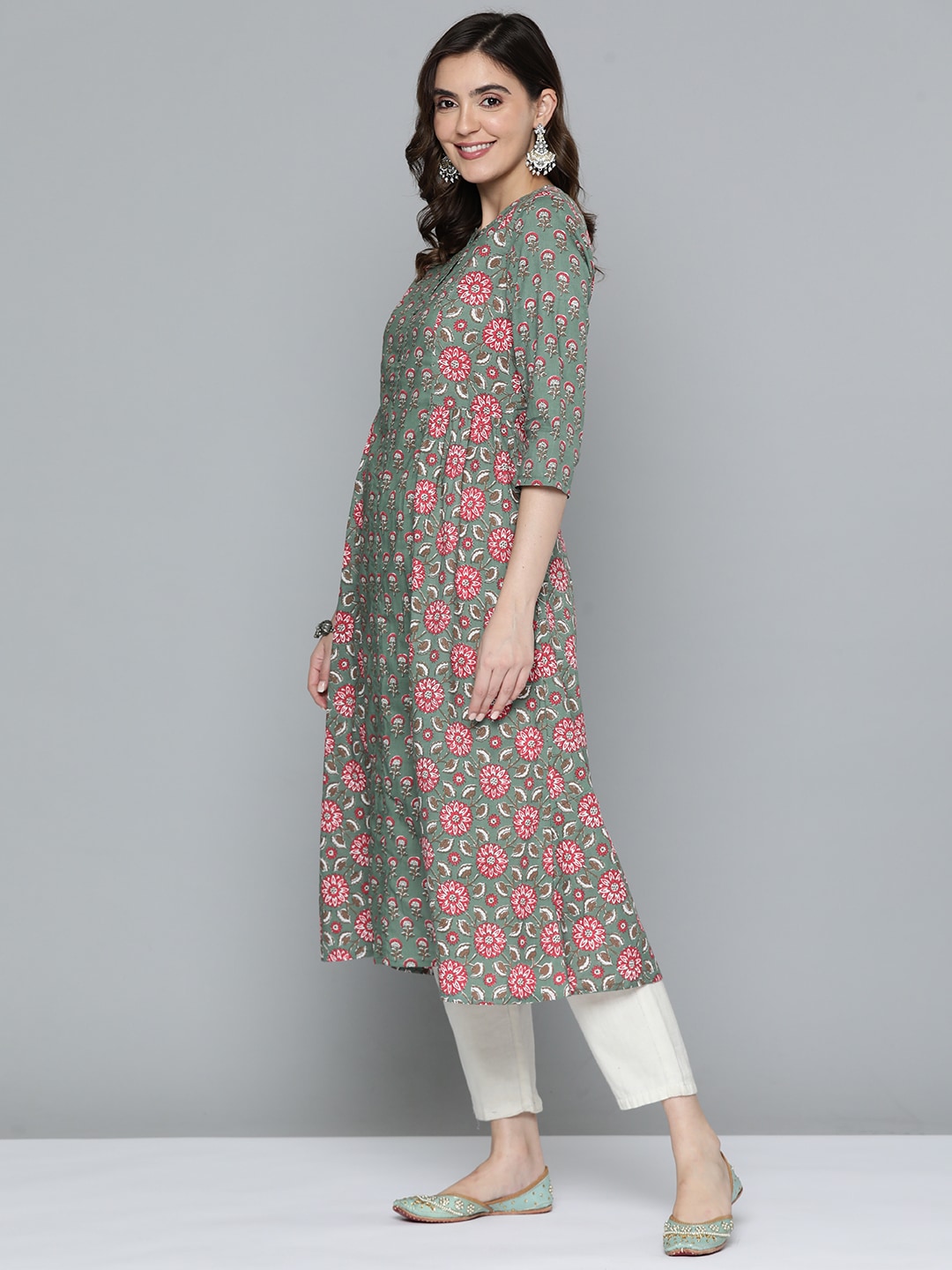 HERE&NOW Pure Cotton Ethnic Motifs Printed Kurta - Distacart