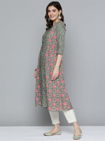 Thumbnail for HERE&NOW Pure Cotton Ethnic Motifs Printed Kurta - Distacart