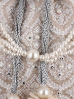 Thumbnail for Masq Tan & White Embroidered Potli Clutch - Distacart