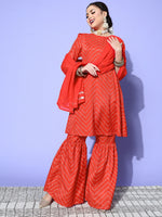 Thumbnail for HERE&NOW Women Bandhani Polyester Fusion Bottom Kurta Set - Distacart