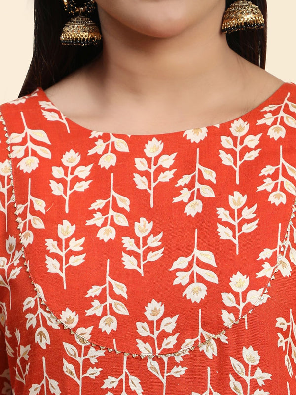 Kalini Floral Printed Kurta with Pyjamas - Distacart