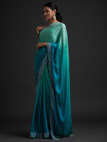 Thumbnail for Koskii Women Blue Ombre Embroidered Saree - Distacart