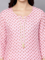Thumbnail for HERE&NOW Women Pink Floral Printed Kurta with Trousers & With Dupatta - Distacart