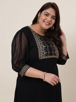 Thumbnail for Kalini Ethnic Motifs Printed Puff Sleeves Silk Cotton Kurta - Distacart