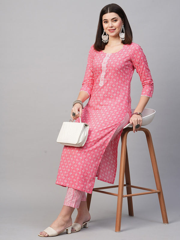 Kalini Straight Floral Printed Kurta with Trousers - Distacart