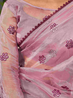 Thumbnail for Tikhi Imli Ethnic Motifs Mirror Work Organza Saree - Distacart
