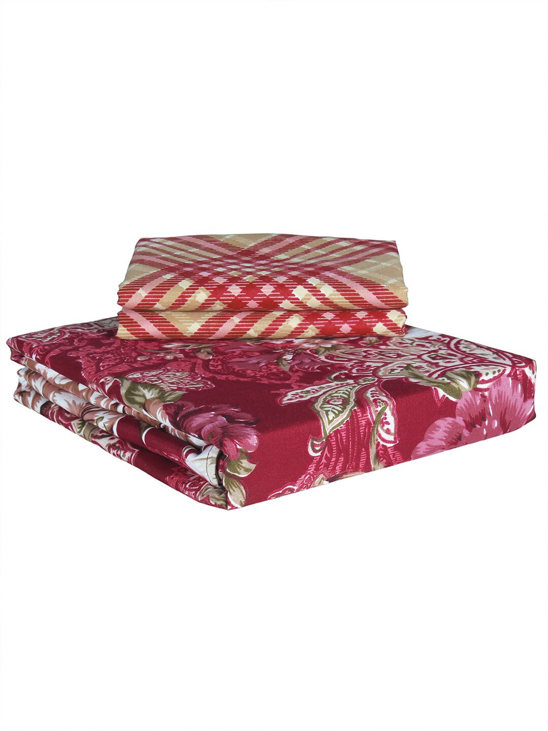 Story@home Arena Magenta & White Floral Microfiber 180 TC Queen Bedsheet & 2 Pillow Covers - Distacart