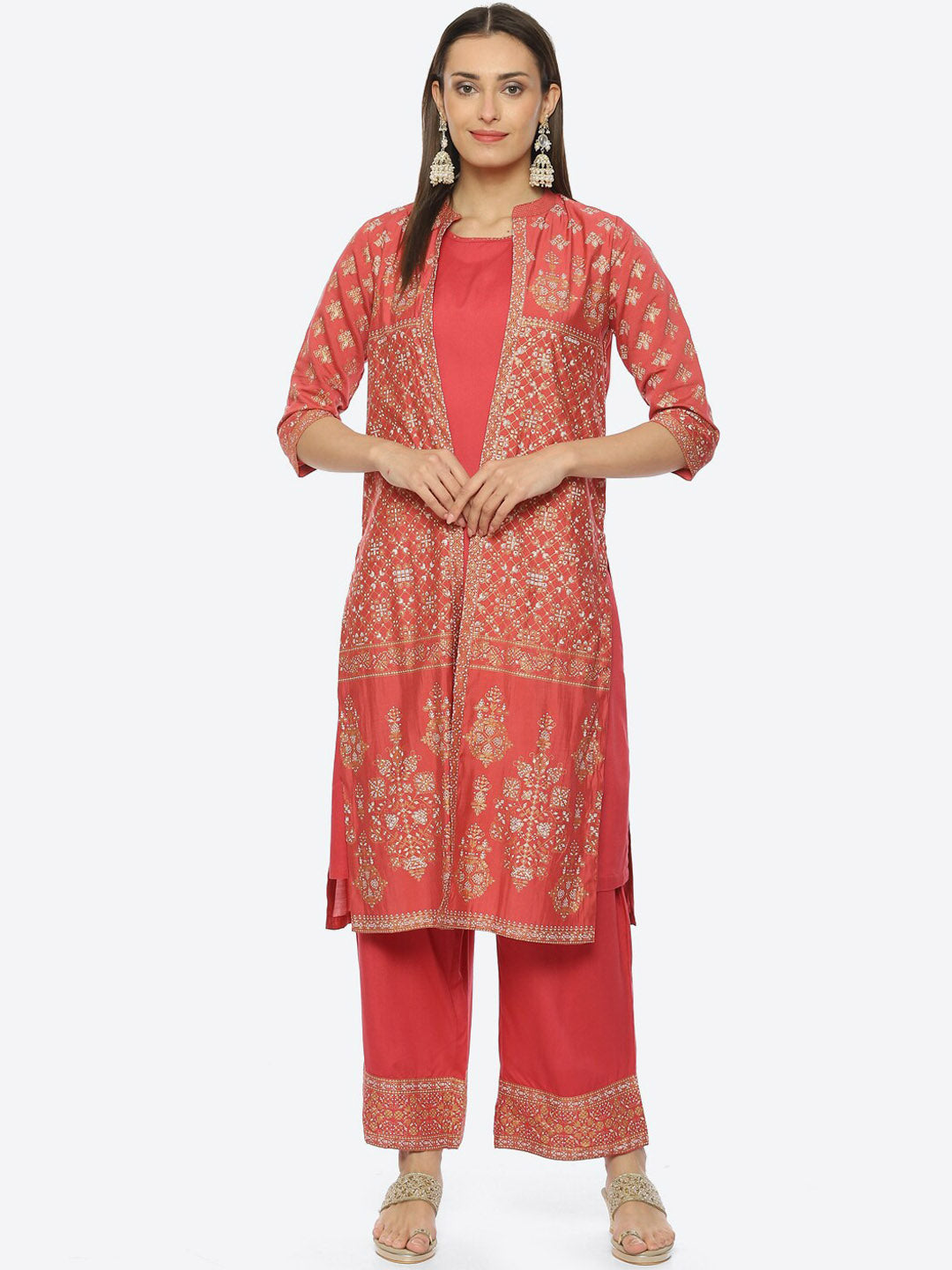 Biba Women Kurta With Palazzos With Jacket - Distacart